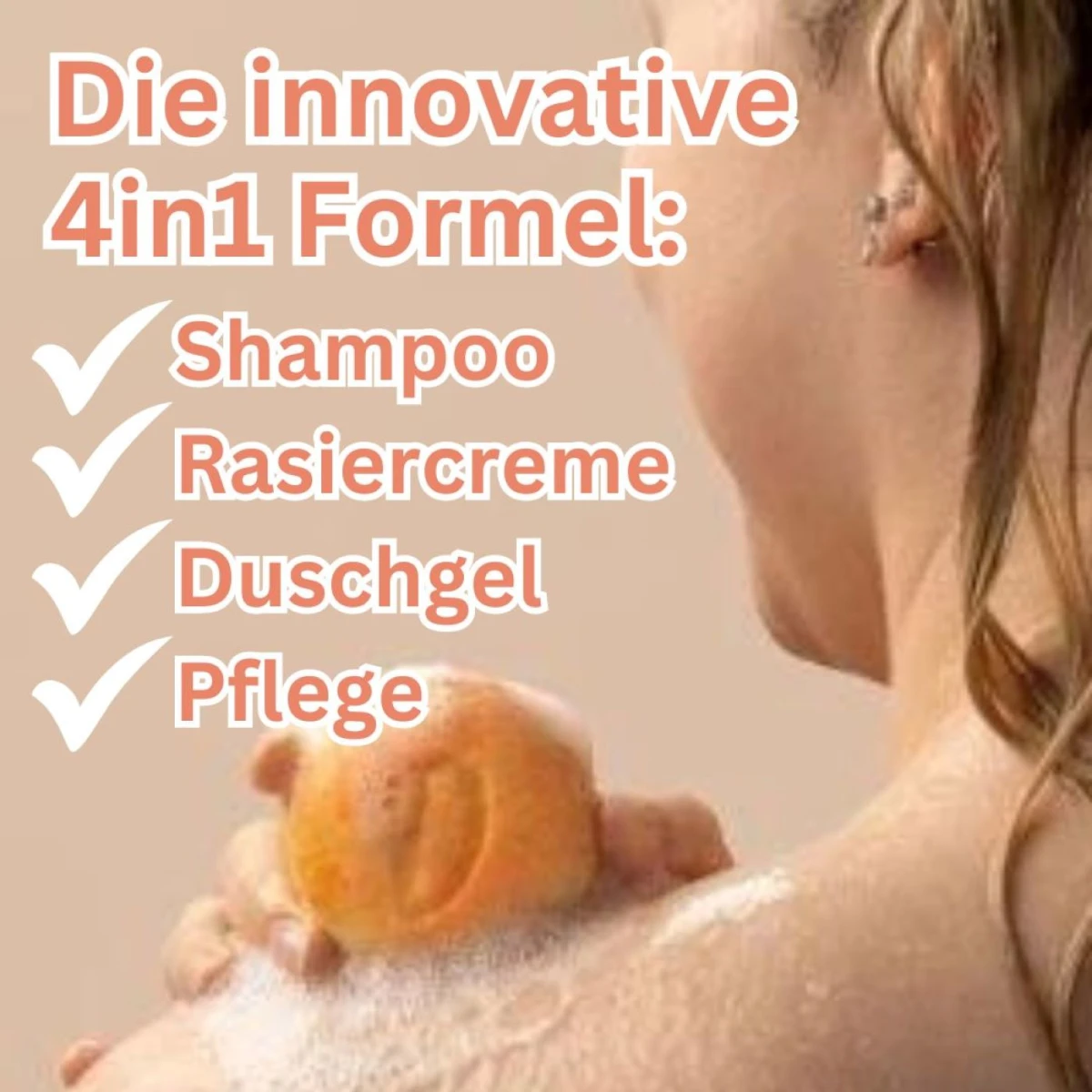 Festes Shampoo für Locken Blutorange mit Krambeöl - 4 in1 Formel